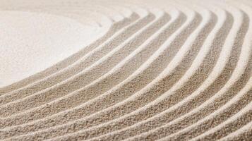 ai generato un' zen giardino con sabbia rastrellato in intricato modelli, evocando serenità e consapevolezza foto