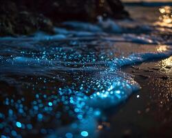 ai generato un' vicino su di un' onda su un' spiaggia foto