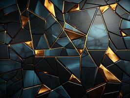 ai generato buio nero mosaico sfondo con d'oro Linee arte deco lusso stile struttura foto