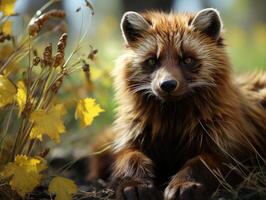 ghiottone nel suo habitat vicino su ritratto foto