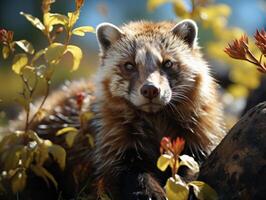 ghiottone nel suo habitat vicino su ritratto foto