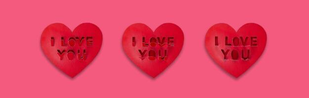 San Valentino carte amore concetto, rosso, mestiere cuore forma, bandiera foto