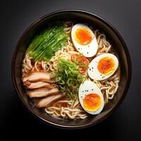 ai generato ramen la minestra avvicinamento foto