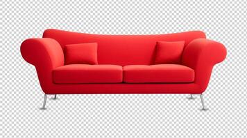 ai generato rosso divano isolato su trasparente sfondo foto
