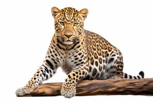 ai generato leopardo isolato su pianura sfondo foto