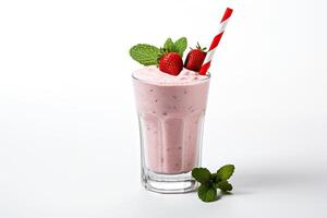 ai generato fragola frappè vicino su foto