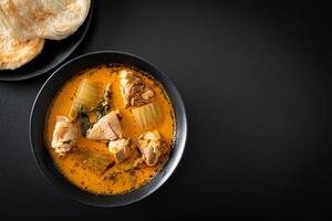 zuppa di pollo al curry con roti foto