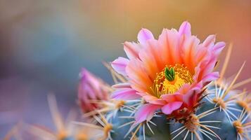 ai generato un' cactus con un' giallo centro circondato di altro quello dei cactus foto