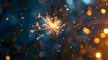 ai generato un' vicino su di un' sparkler su un' bastone foto