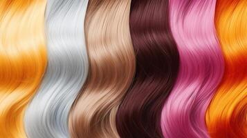 ai generato avvicinamento di un' colorato capelli parrucca come un' astratto sfondo o struttura foto