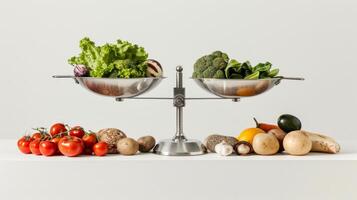 ai generato cucina scala equilibrato con fresco verdure foto