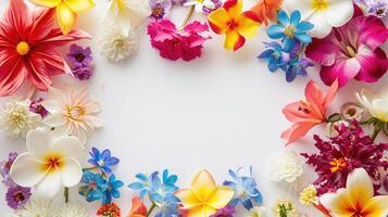 ai generato telaio fatto di diverso colorato fiori foto