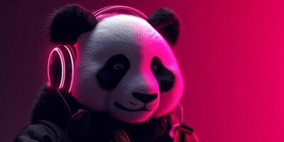 ai generato 3d panda portafortuna esport giocatore. pandaman gioco personaggio sfondo, esport squadra illustrazione foto