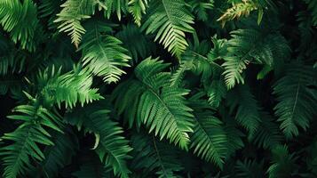 ai generato felce buio verde, nel giardino, naturale sfondo per decorazioni e sfondi. foto