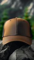ai generato Perfetto per il branding alto qualità vuoto baseball cappello modello foto verticale mobile sfondo