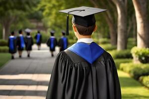 ai generato un' alunno indossare la laurea berretto durante la laurea cerimonia foto