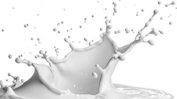 ai generato latte o bianca liquido spruzzo isolato su bianca foto
