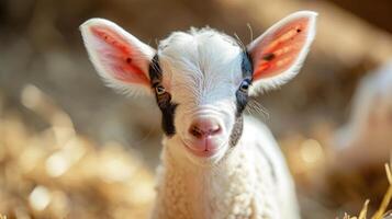 ai generato carino bambino azienda agricola animali nel avvicinamento. Perfetto per figli di libri e educativo materiale foto