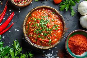 ai generato stagionatura di georgiano e abkhaz cucina adjika. ai generato foto