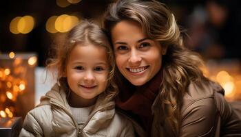 ai generato sorridente famiglia, uno bambino, felicità, amore, solidarieta generato di ai foto