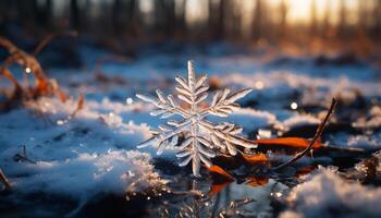 ai generato inverno foresta neve coperto alberi creare un' magico scena generato di ai foto