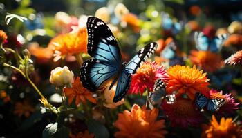 ai generato Multi colorato farfalla nel natura, vicino su bellezza generato di ai foto