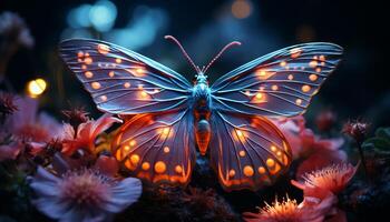 ai generato luminosa farfalla nel vivace colori, natura astratto decorazione generato di ai foto
