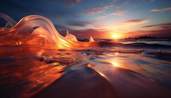 ai generato tramonto al di sopra di il acqua, un' tranquillo e bellissimo scena generato di ai foto