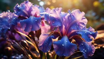 ai generato vivace viola fiore testa fiori nel natura generato di ai foto