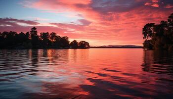 ai generato tramonto al di sopra di acqua, tranquillo scena, natura bellezza generato di ai foto