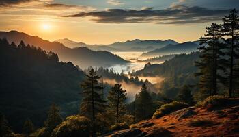 ai generato maestoso montagna picco nel tranquillo autunno paesaggio generato di ai foto