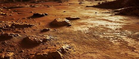 ai generato sporco campo con rocce e terra foto