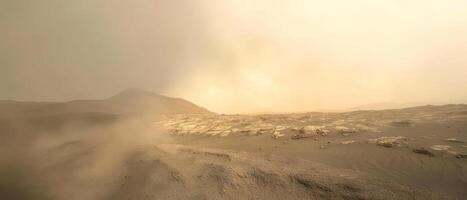 ai generato deserto paesaggio con soffiaggio sabbia foto