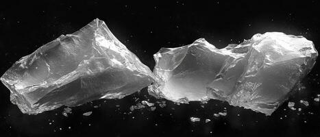 ai generato monocromatico iceberg scultura contro buio foto