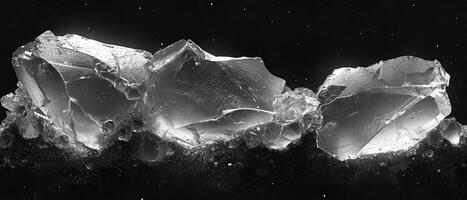 ai generato monocromatico iceberg scultura contro buio foto