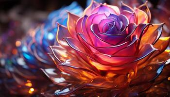ai generato vicino su di un' vibrante, Multi colorato fiore petalo generato di ai foto