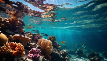 ai generato subacqueo scogliera pesce nel natura blu tropicale clima generato di ai foto