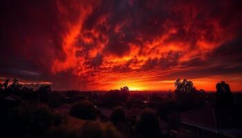 ai generato tramonto al di sopra di il tranquillo paesaggio, natura bellezza nel vivace colori generato di ai foto