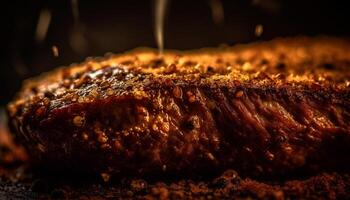 ai generato grigliato carne su fuoco, buongustaio pasto, cucinato per perfezione generato di ai foto