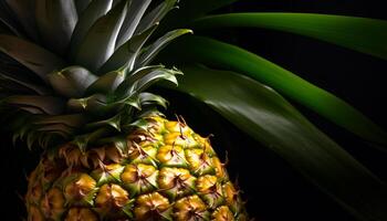 ai generato freschezza e vitalità nel un' succoso, maturo ananas fetta generato di ai foto