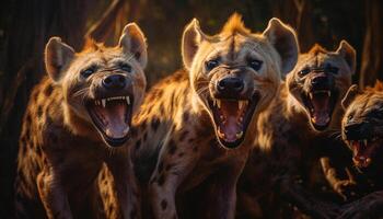 ai generato carino cucciolo all'aperto, sbadigli con un' giocoso, sorridente, peloso viso generato di ai foto