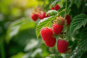 ai generato lampone raccogliere nel il giardino. foto