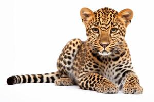 ai generato leopardo isolato su pianura sfondo foto