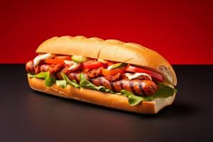 ai generato un' salsiccia Sandwich illustrazione foto