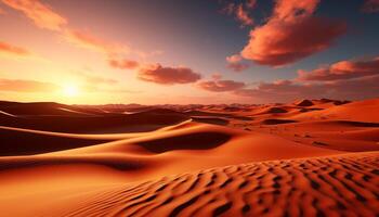 ai generato tramonto al di sopra di il arido africano paesaggio, un' tranquillo scena di bellezza generato di ai foto