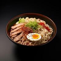 ai generato ramen la minestra avvicinamento foto