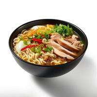 ai generato ramen la minestra avvicinamento foto