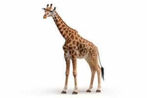 ai generato giraffa isolato su bianca sfondo foto
