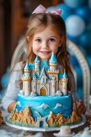 ai generato incantevole celebrazione adorabile a tema principessa compleanno festa per un' ragazza foto