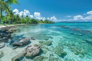 ai generato bellissimo tropicale turchese oceano spiaggia professionale fotografia foto